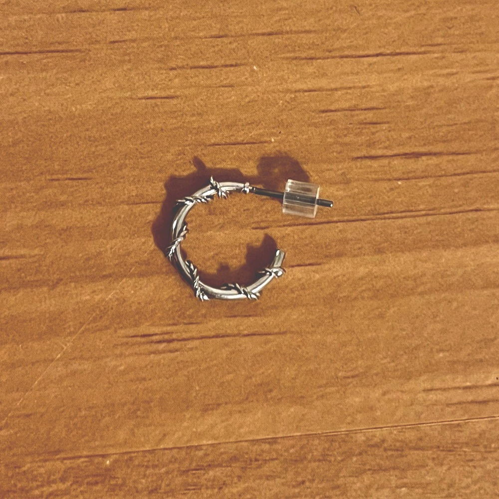 Textured silver earring
